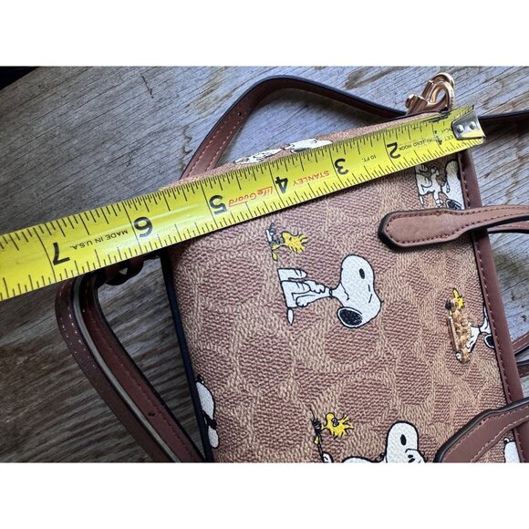 Coach Peanuts Snoopy Woodstock Mini Satchel Crossbody Signature Canvas Bag - Picture 12 of 13